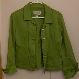 A beautiful bright green denim jacket.